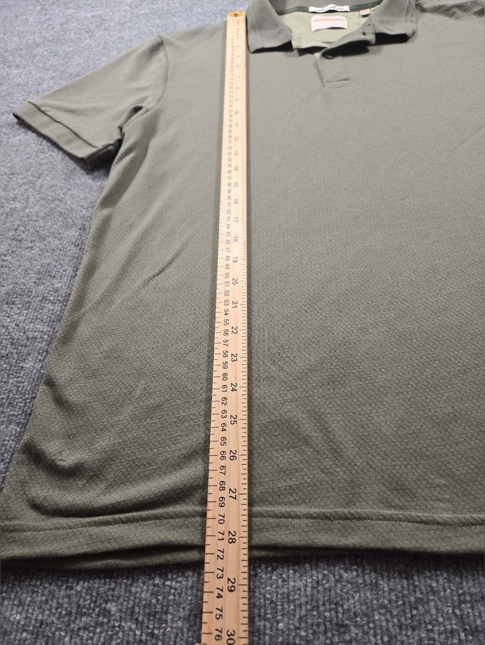 Scotch & Soda Amsterdam Olive Green/ Army Green Pique Knit Polo Shirt Large - Picture 4 of 8